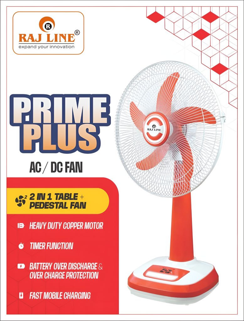 PRIME PLUS AC/DC Fan (2-in-1 Table + Pedestal Fan)
